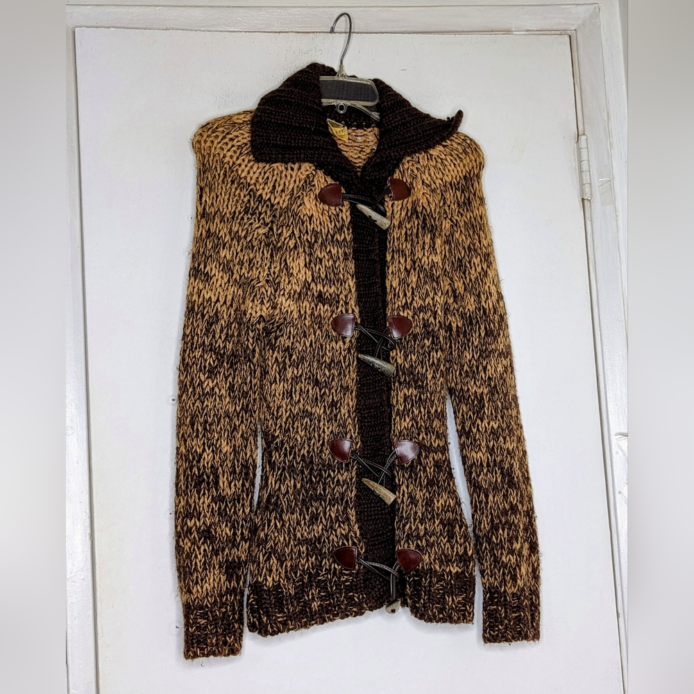 Dolce & Gabbana Brown and Black Toggle Cardigan Sweater